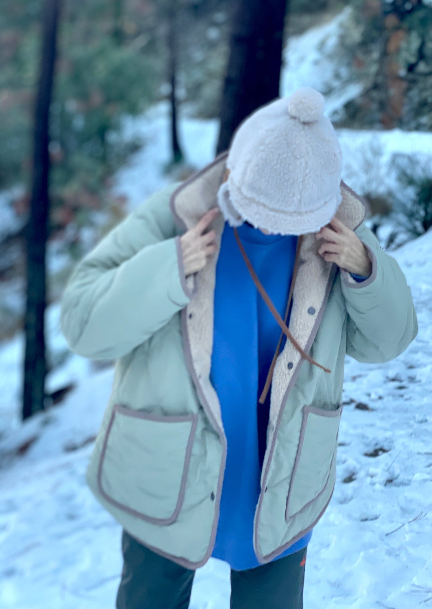 Reversible Quilted Nylon / Faux shearling Jacket