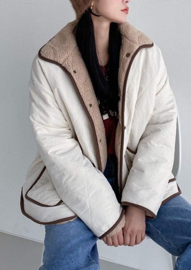 Reversible Quilted Nylon / Faux shearling Jacket