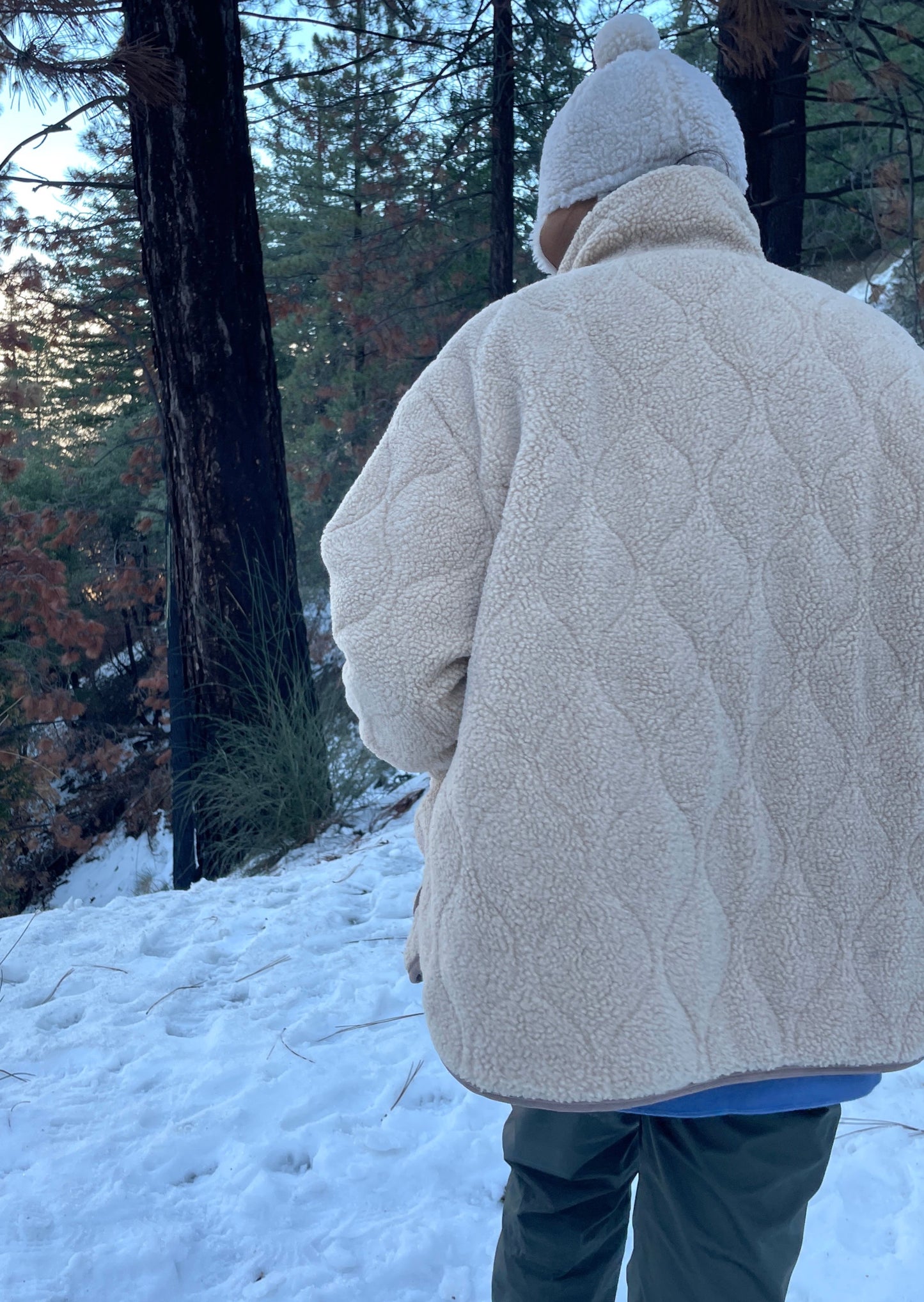 Reversible Quilted Nylon / Faux shearling Jacket