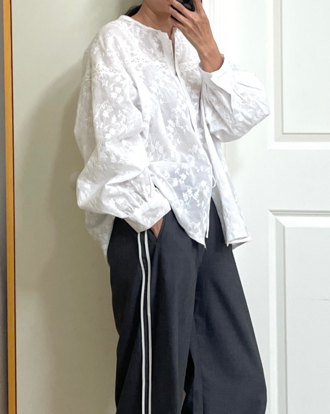 Pieced Embroidery Peasant Shirt