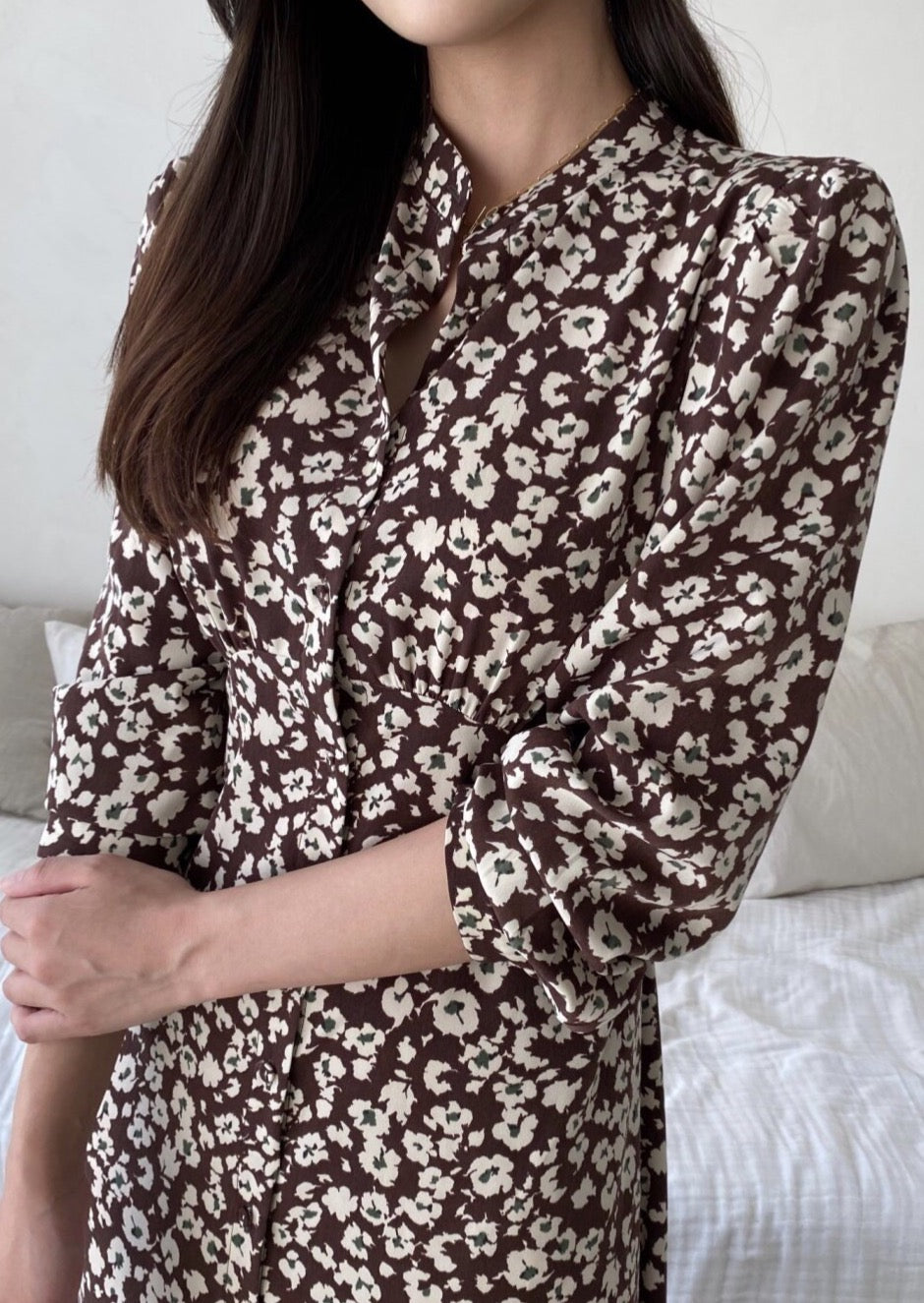 Pansy Printed Shirt Dress