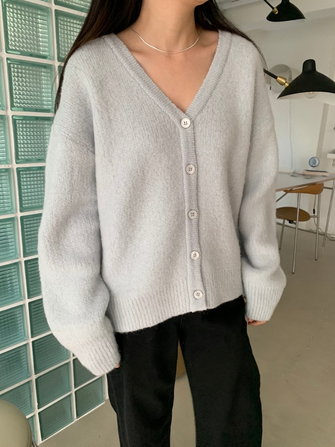 Brushed Wool / Alpaca Cardigan - 1 Left in Magenta