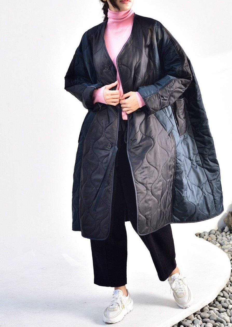 Quilted Nylon Patched Coat