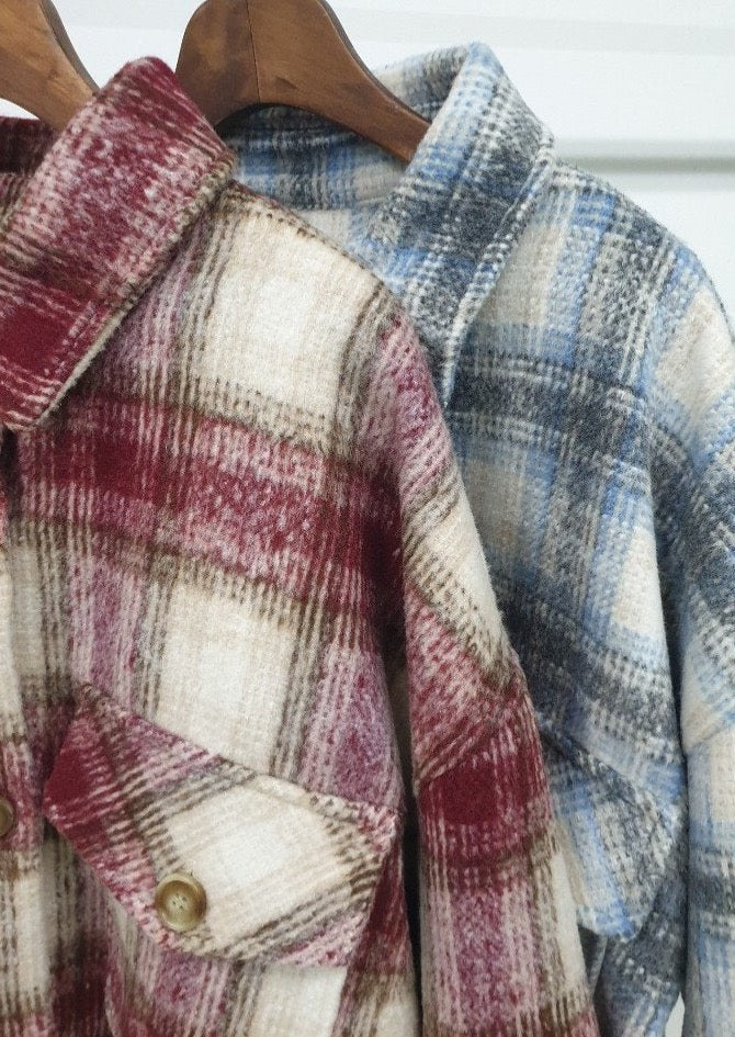 Wool Plaid Shirt Coat