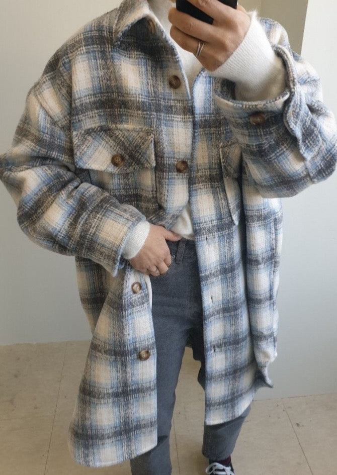 Wool Plaid Shirt Coat