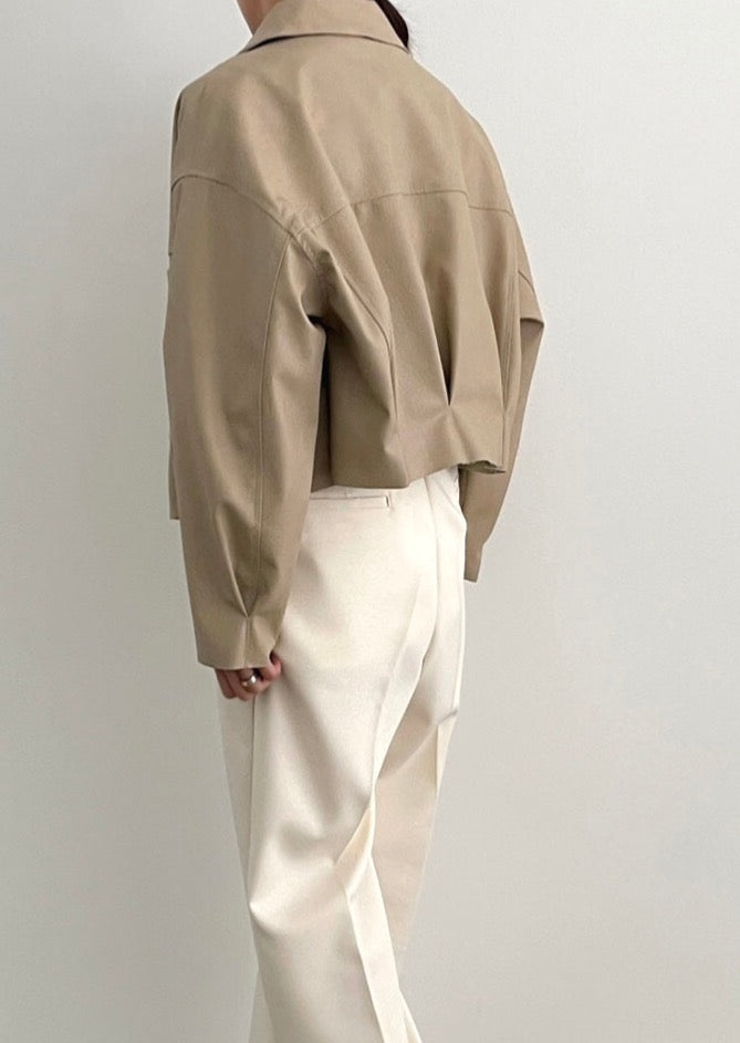 Faux Leather Cropped Shirt Jacket