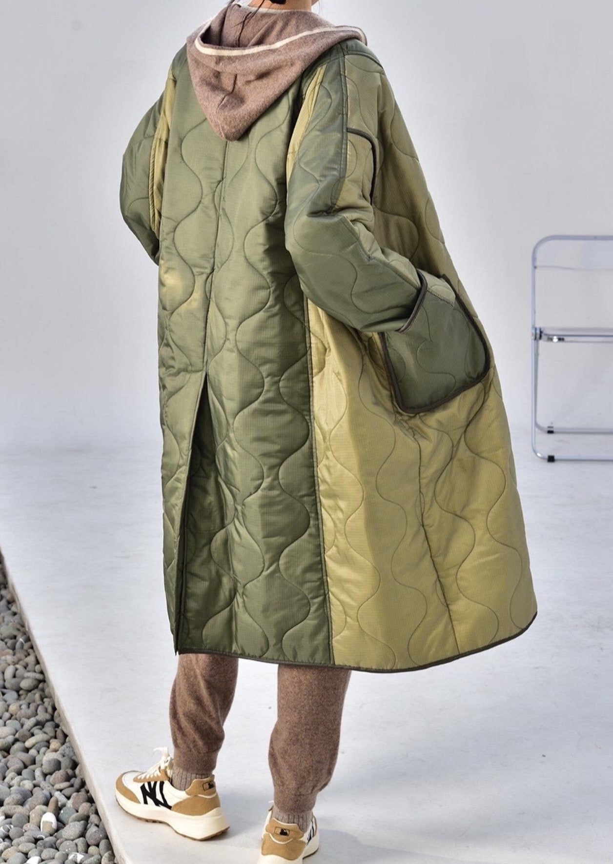 Quilted Nylon Patched Coat