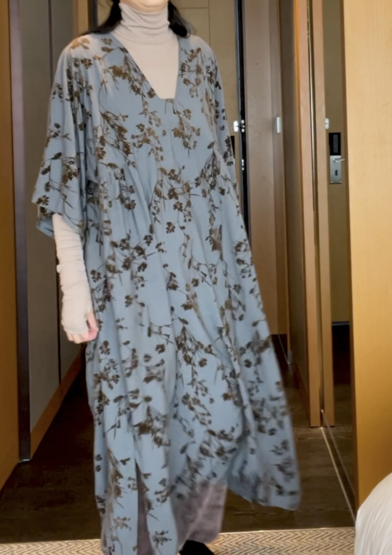 Velvet Flocked Caftan Dress