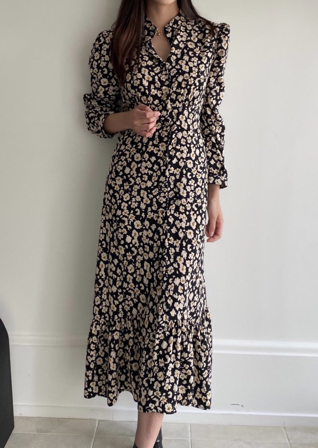 Pansy Printed Shirt Dress