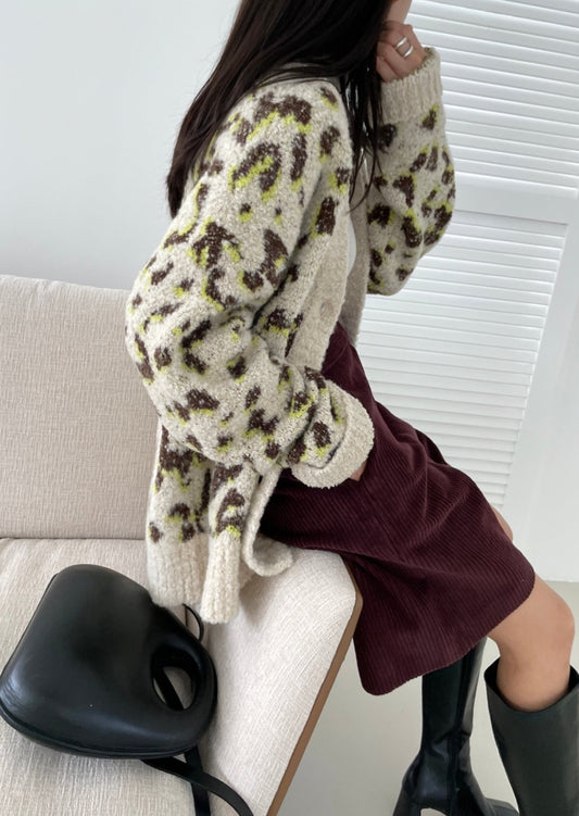 Leopard Jacquard Cardigan