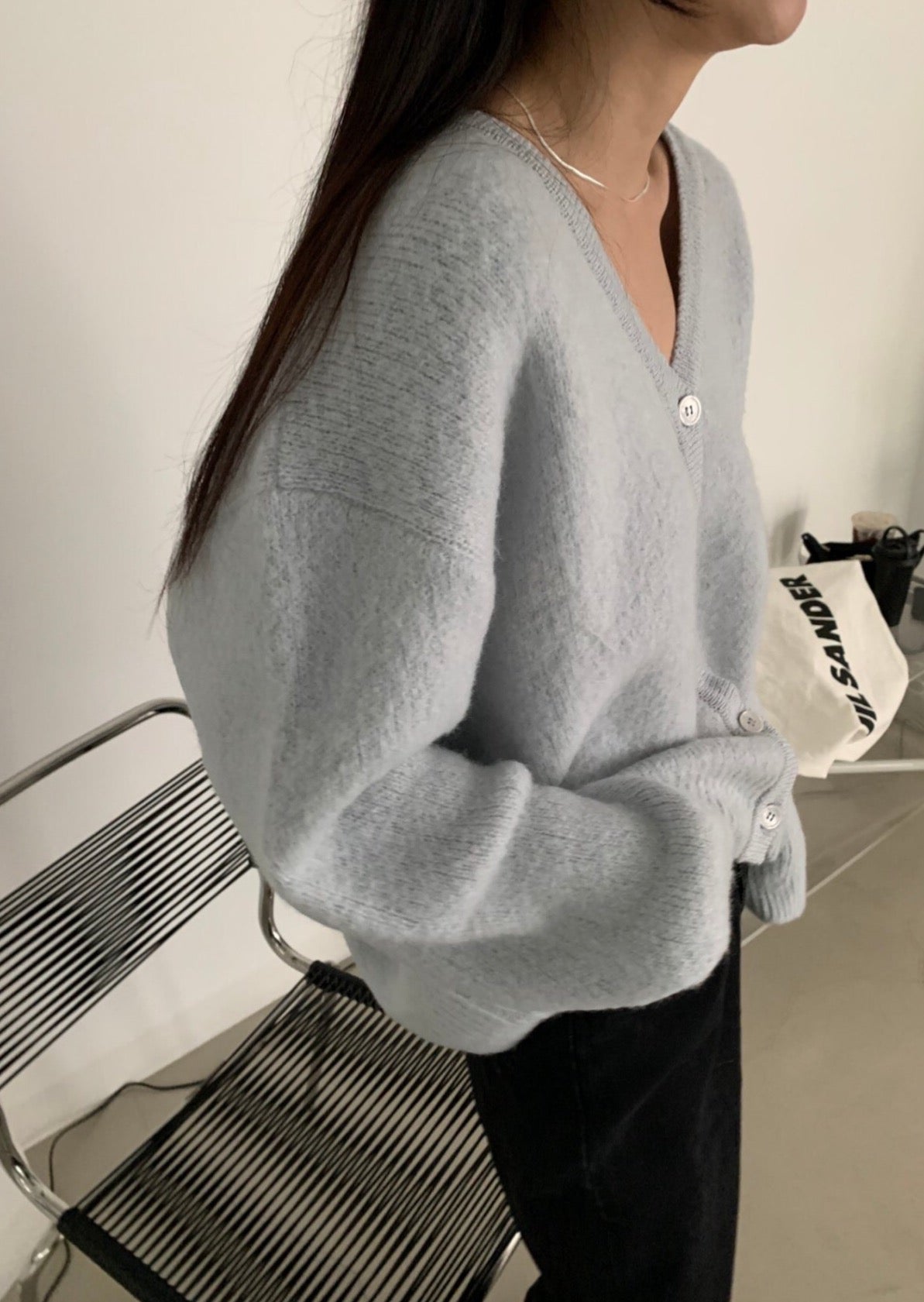 Brushed Wool / Alpaca Cardigan - 1 Left in Magenta