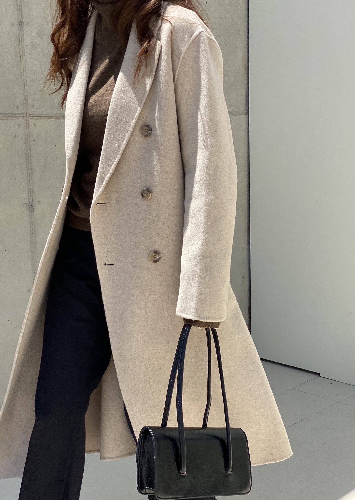 Wool Double Breasted Handmade Coat -only 1 in Black left