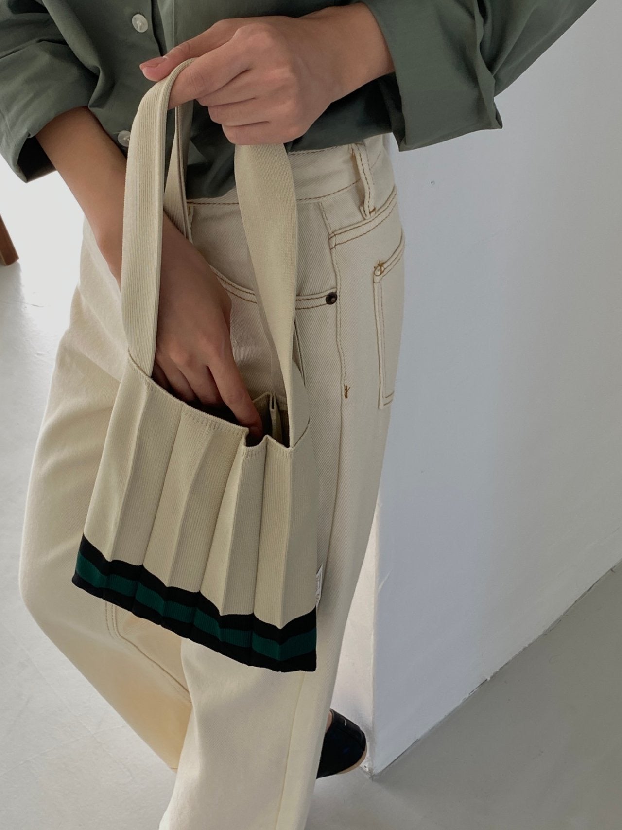 Small Stripe Pleats Tote