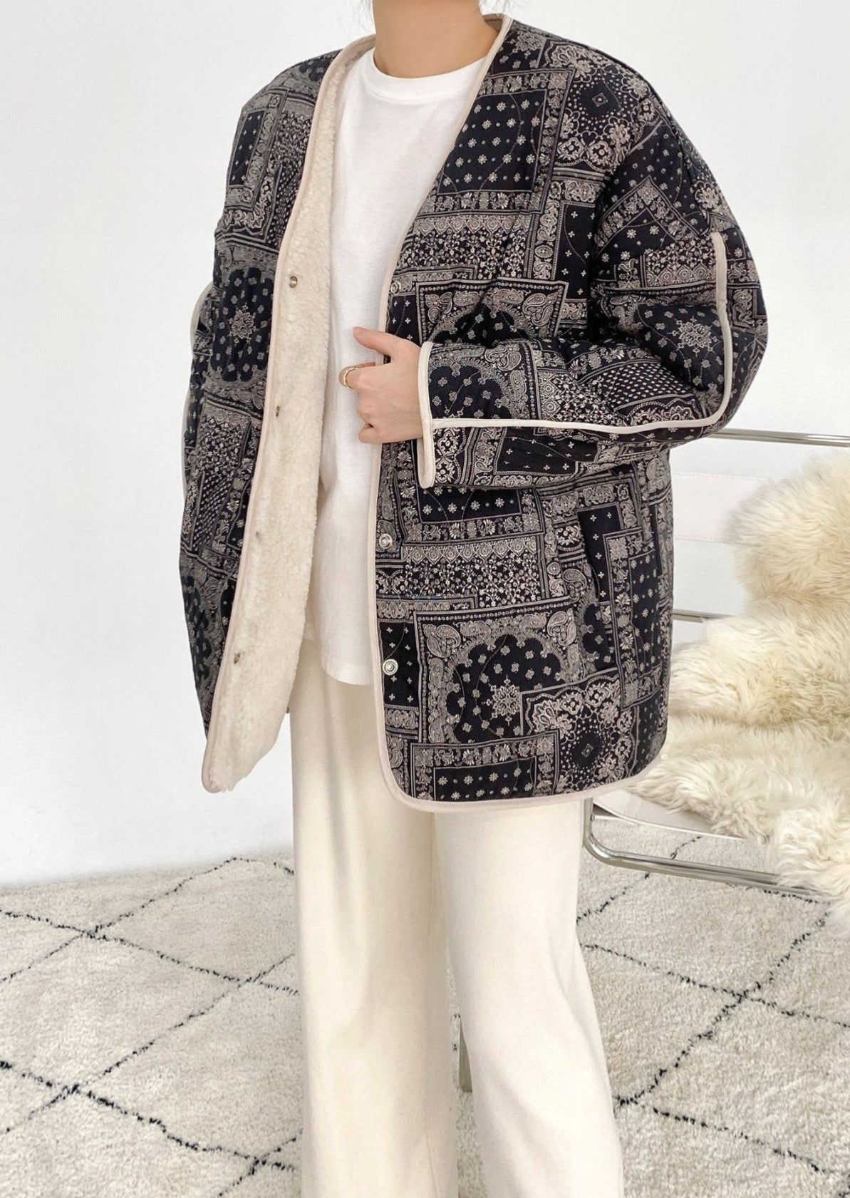 Reversible Bandana / Faux Shearling Jacket