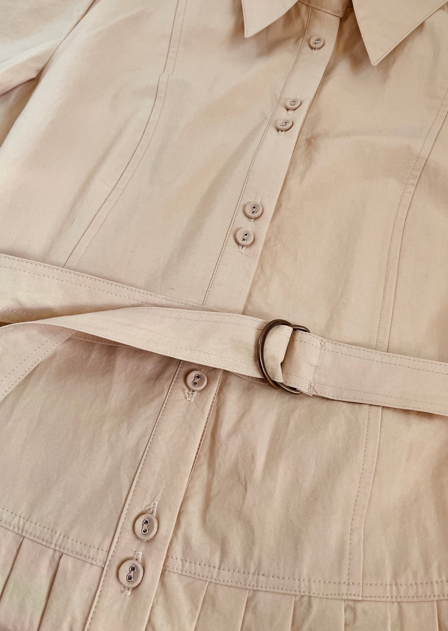 Pleated Mini Shirt Dress