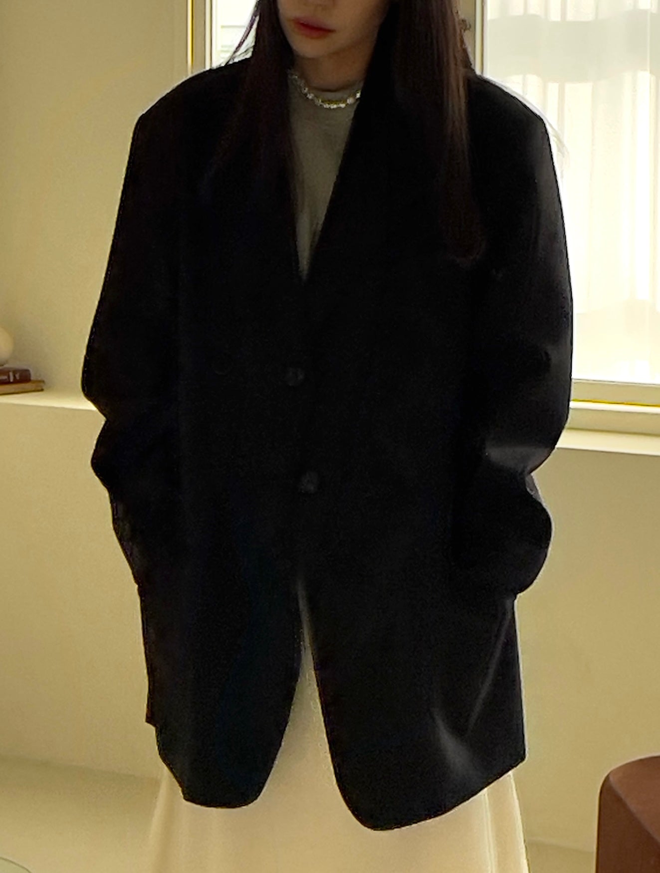 <Abi + Ari> Black Label Tucked Sleeves Oversized Blazer