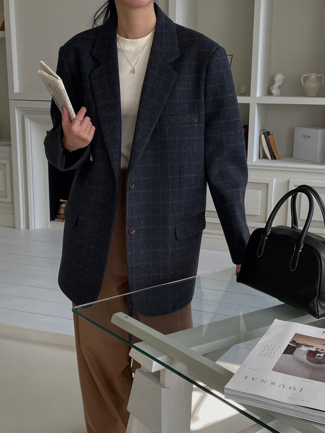 Wool Check Blazer - Navy Check