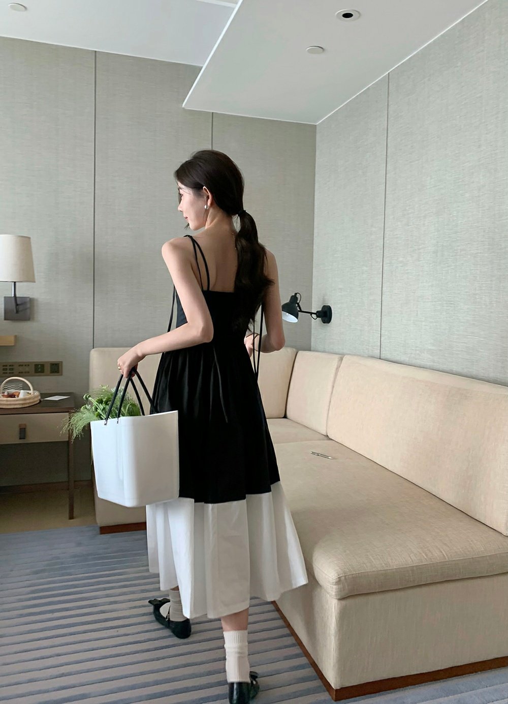 Colorblocked Smocking Dress - petite size only