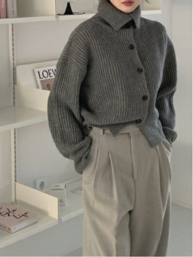 Turtleneck Wool Cardigan