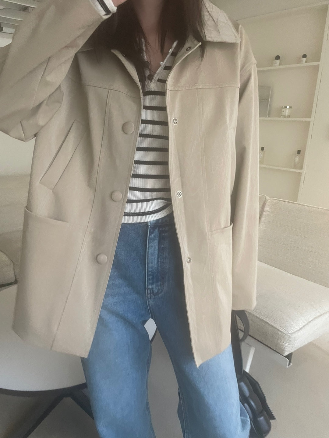 <Abi + Ari> Black Label Vegan Long Jacket