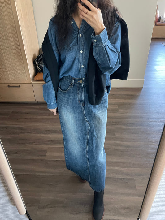 Straight Maxi Denim Skirt