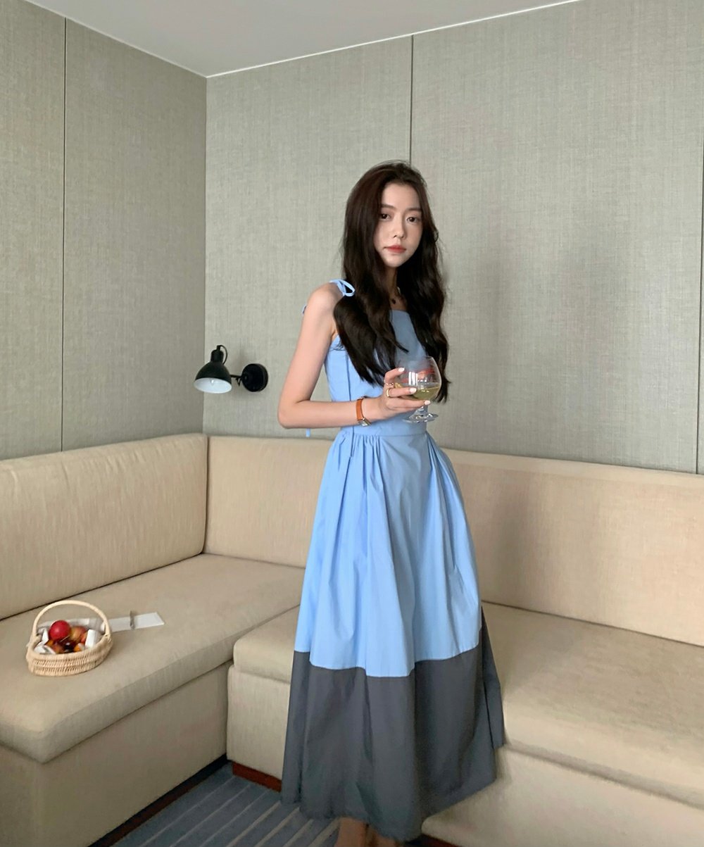 Colorblocked Smocking Dress - petite size only