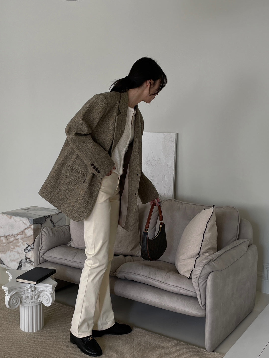 Wool Check Blazer - Herringbone