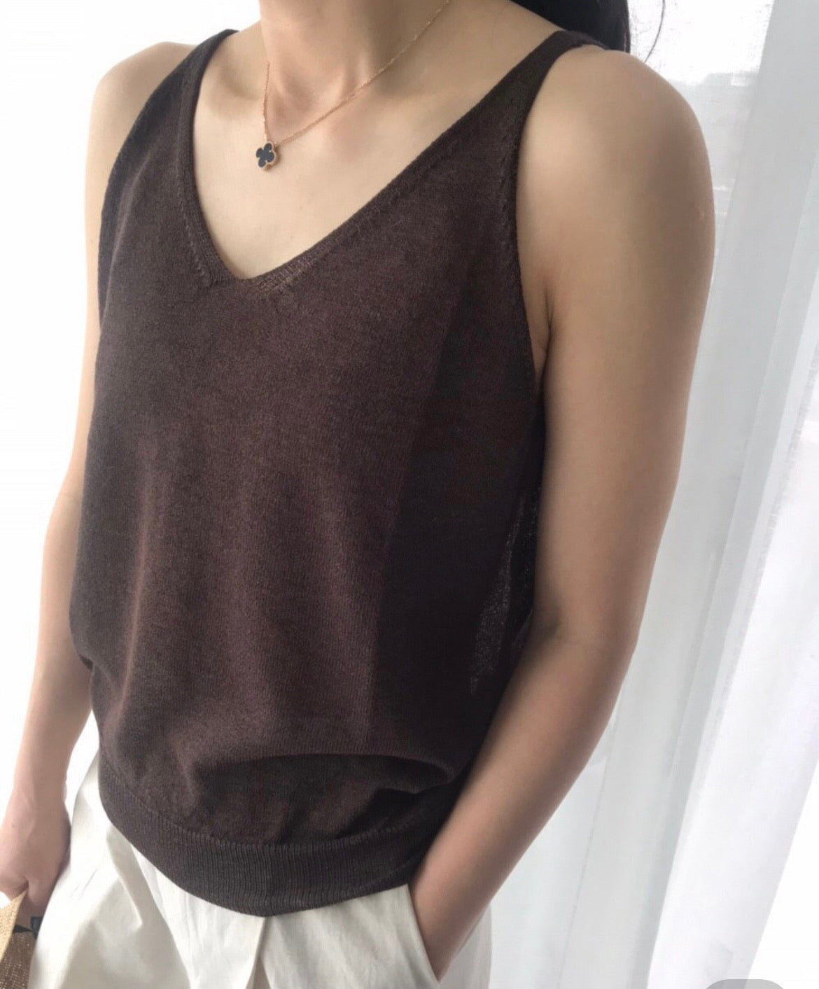 Janie Linen Knit Tank Top - Limited