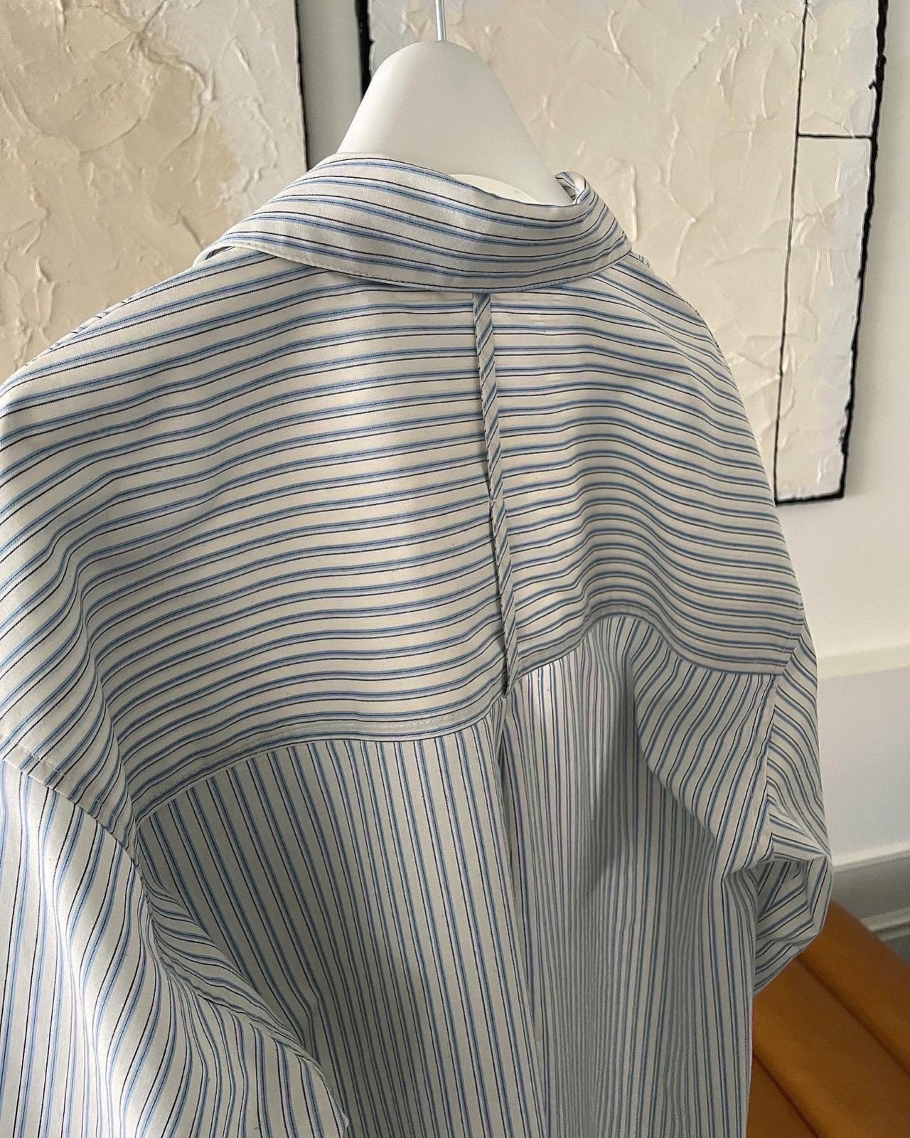 <Abi + Ari> Black Label Patched Pocket Stripe Shirt