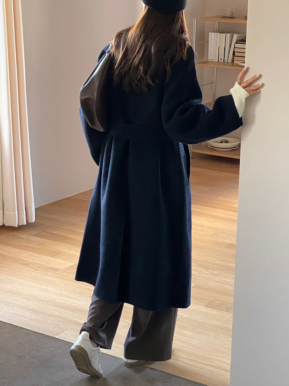 <Abi + Ari Black> Wool Plaid Handmade Coat