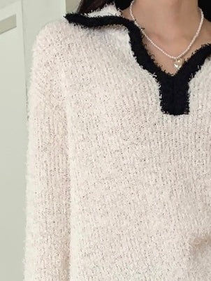 Spring Boucle Pull Over Knit
