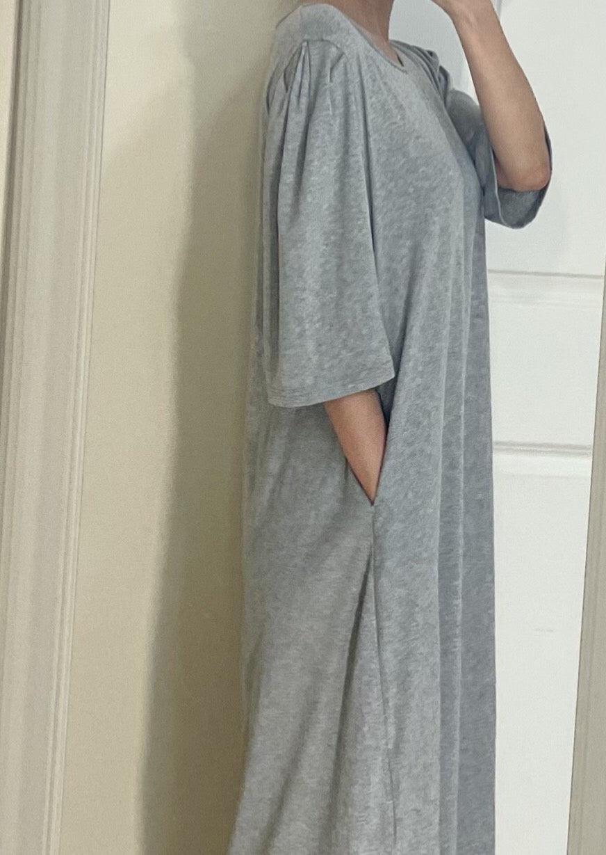 Dylan A-Line T shirt Maxi - one left in Heather Grey