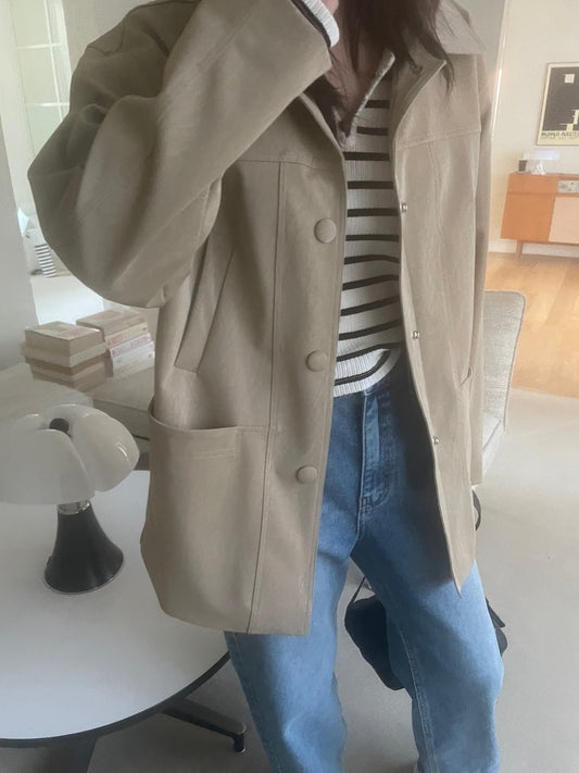 <Abi + Ari> Black Label Vegan Long Jacket
