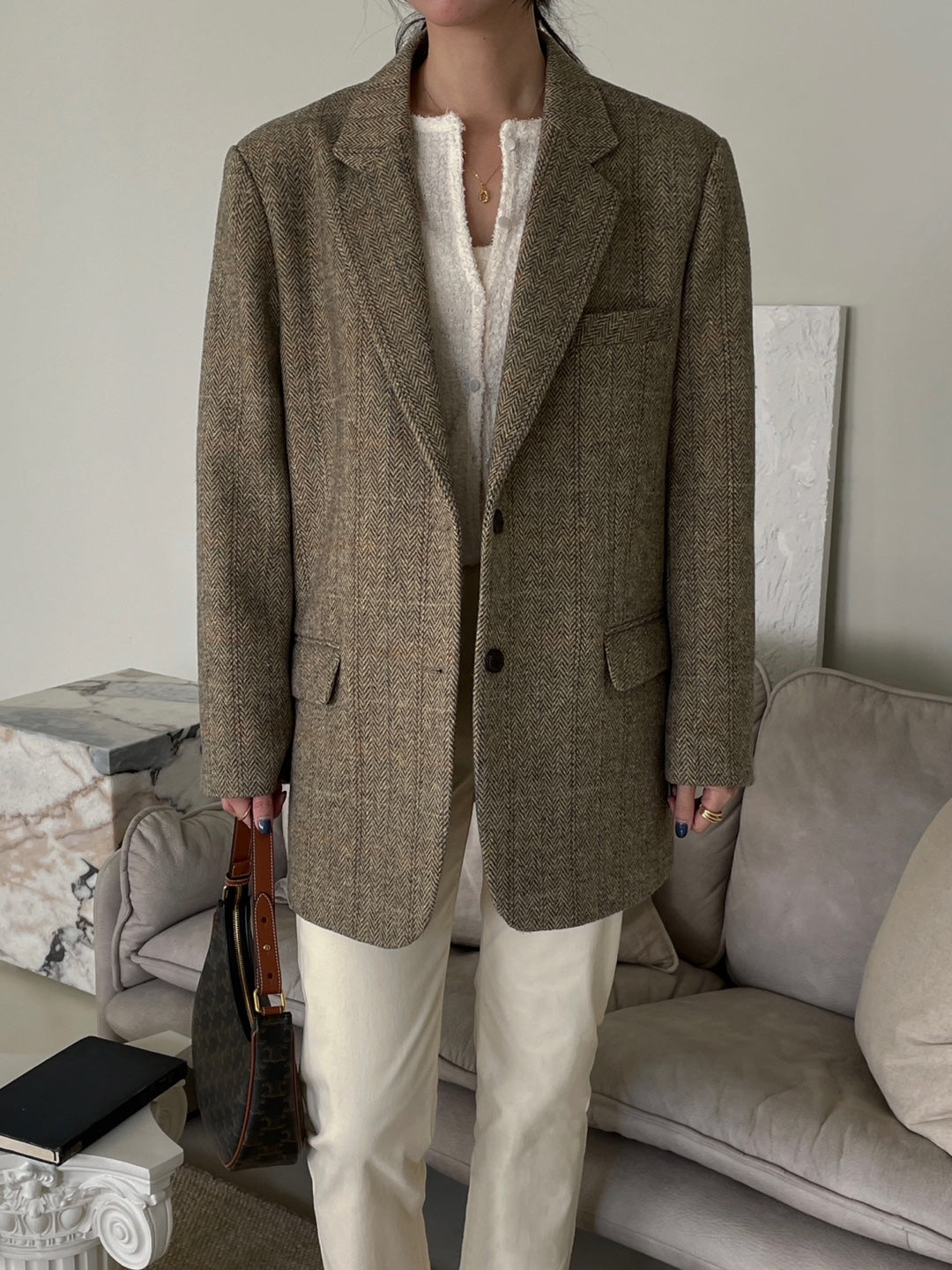 Wool Check Blazer - Herringbone