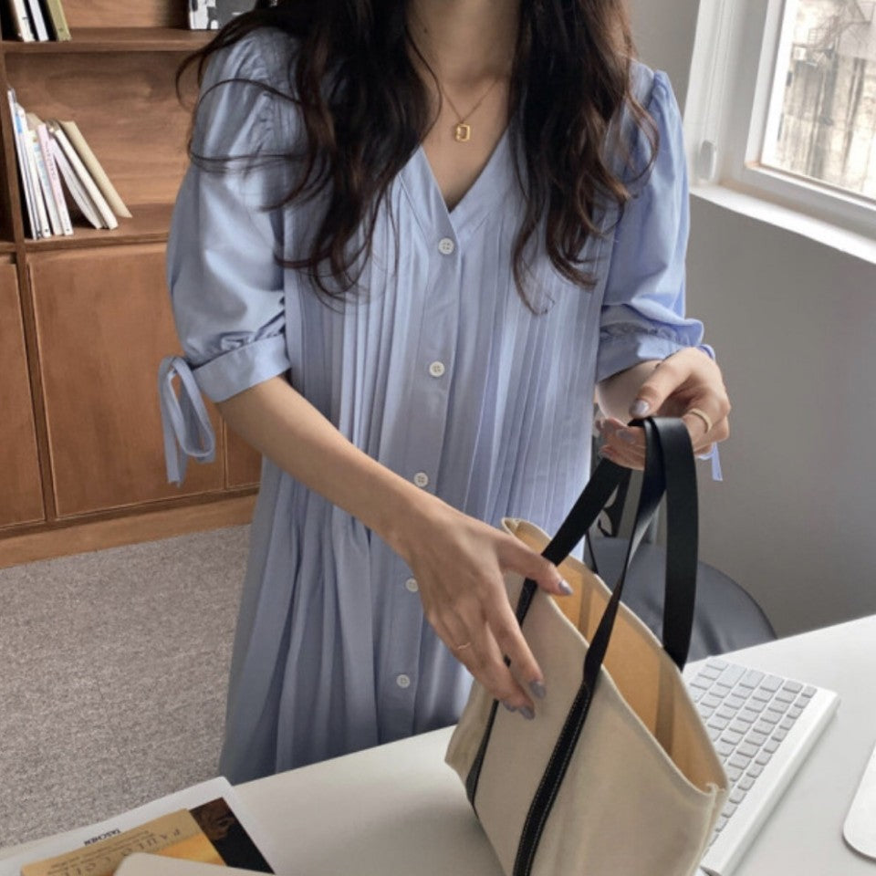 Bow Pintuck Robe dress