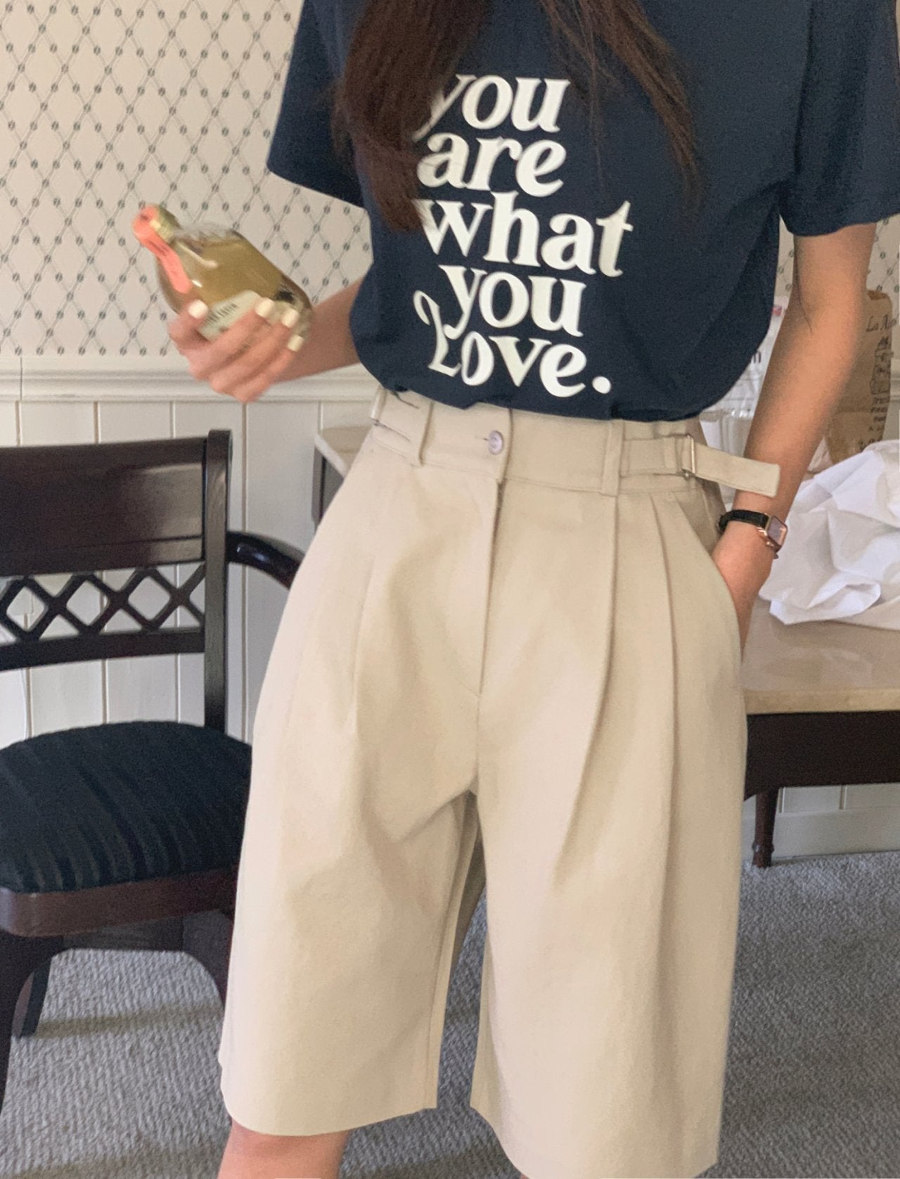 Cotton Twill Bermuda Shorts - Straight