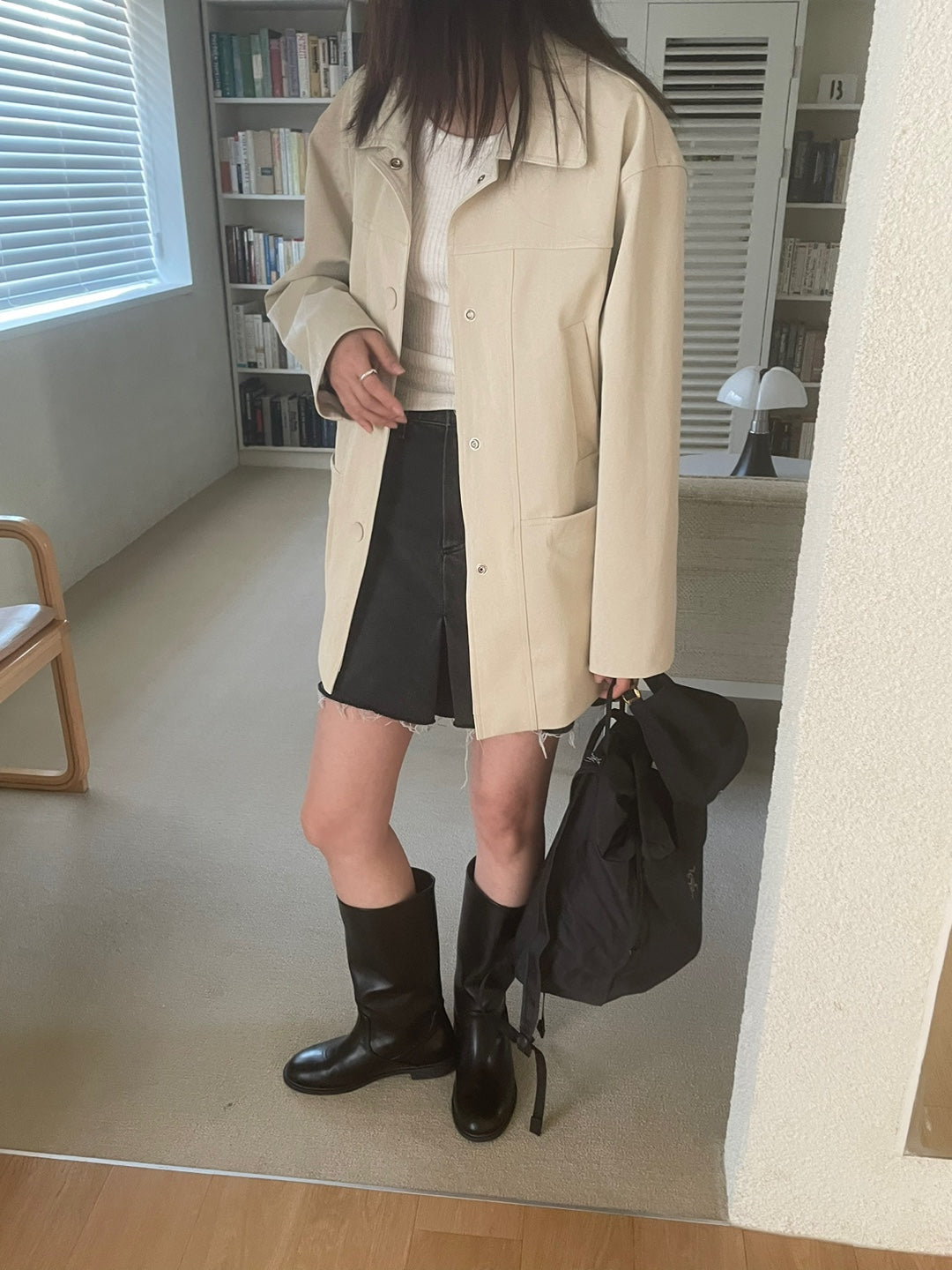 <Abi + Ari> Black Label Vegan Long Jacket