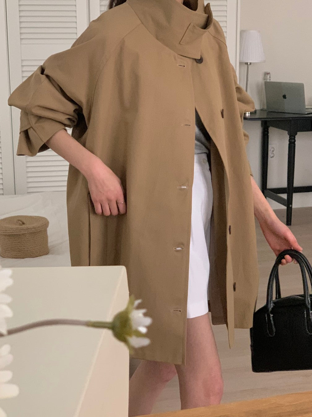 Spring Half Trench Coat - Only 1 left in black