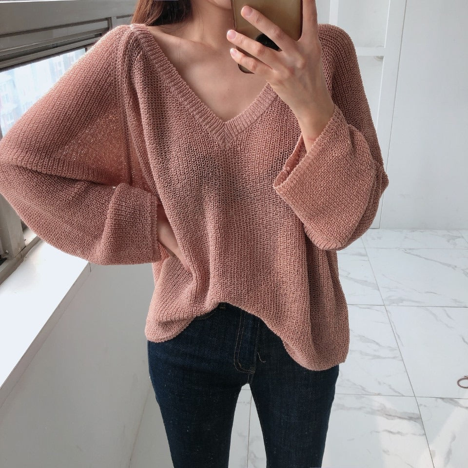 Carrie oversized V-neck summer knit