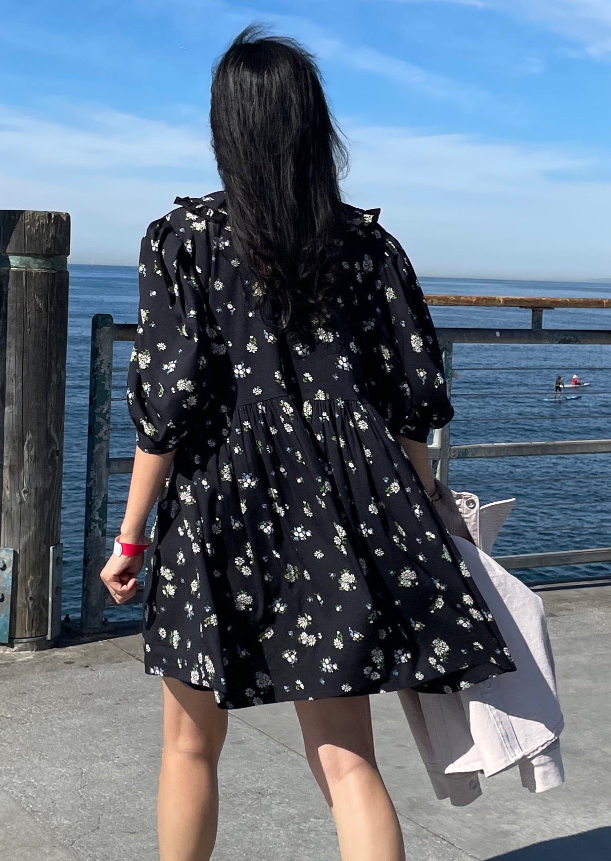 Abi + Ari Black Label Ruffle Collar Baby Doll Dress — Only 2 left in Black