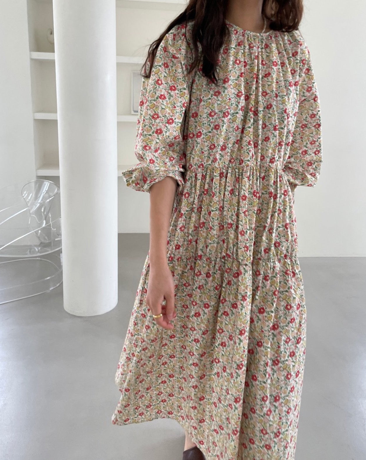 Puff Floral Cotton Dress