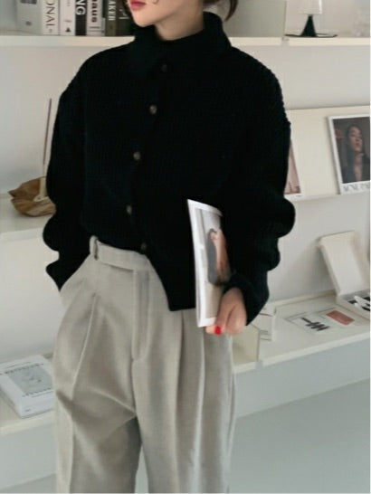 Turtleneck Wool Cardigan