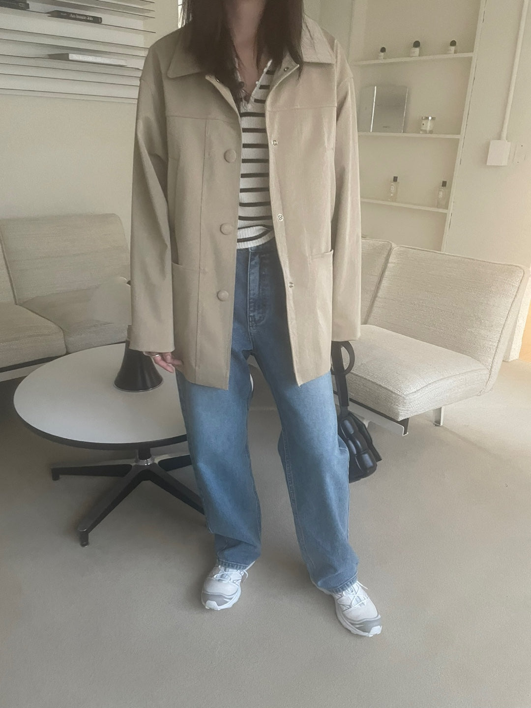 <Abi + Ari> Black Label Vegan Long Jacket