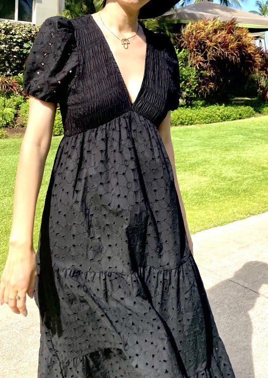 Lei Smocked Eyelet Maxi dress