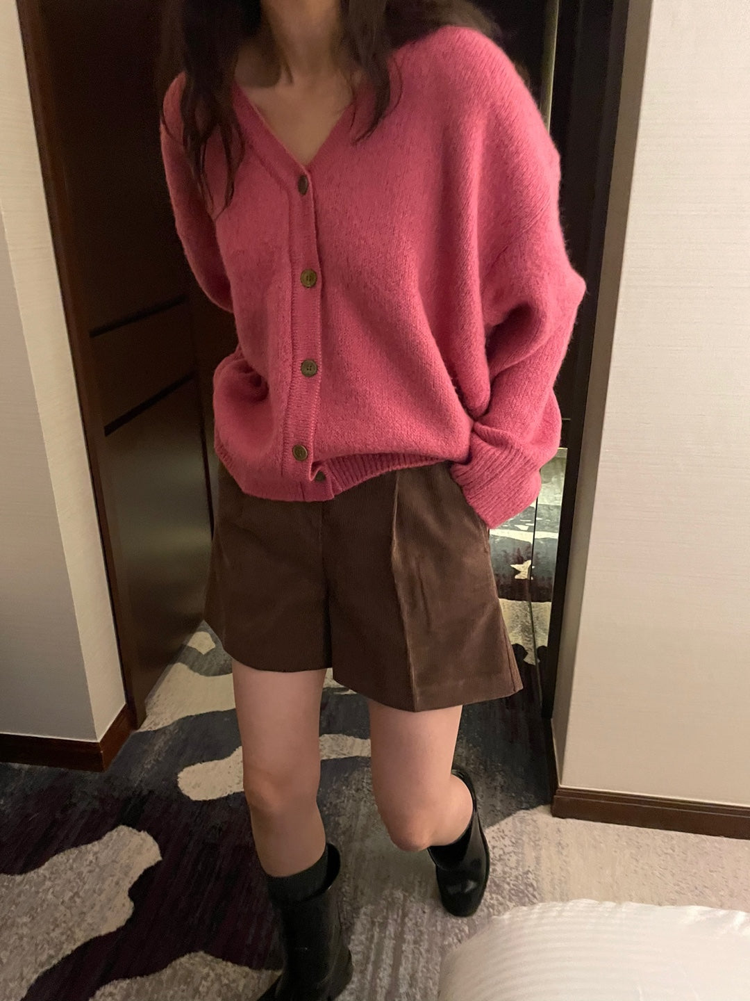 Brushed Wool / Alpaca Cardigan - 1 Left in Magenta