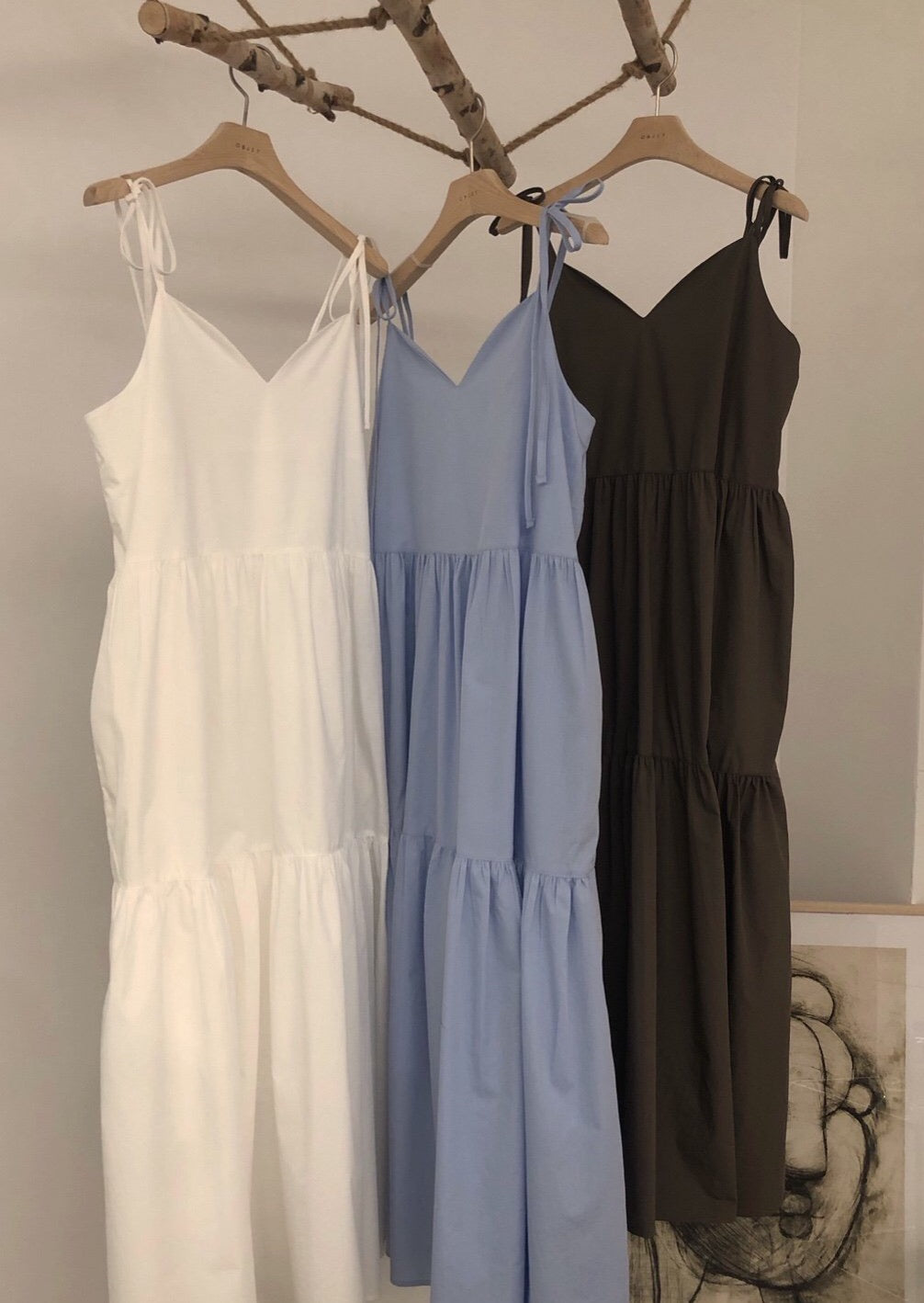 Annette Bow Tiered Dress - White + Sky Reorder in Schedule