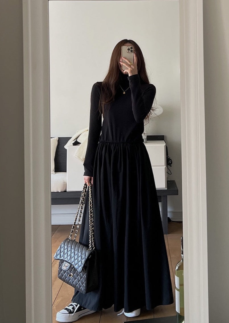 Turtleneck Combo Maxi Dress