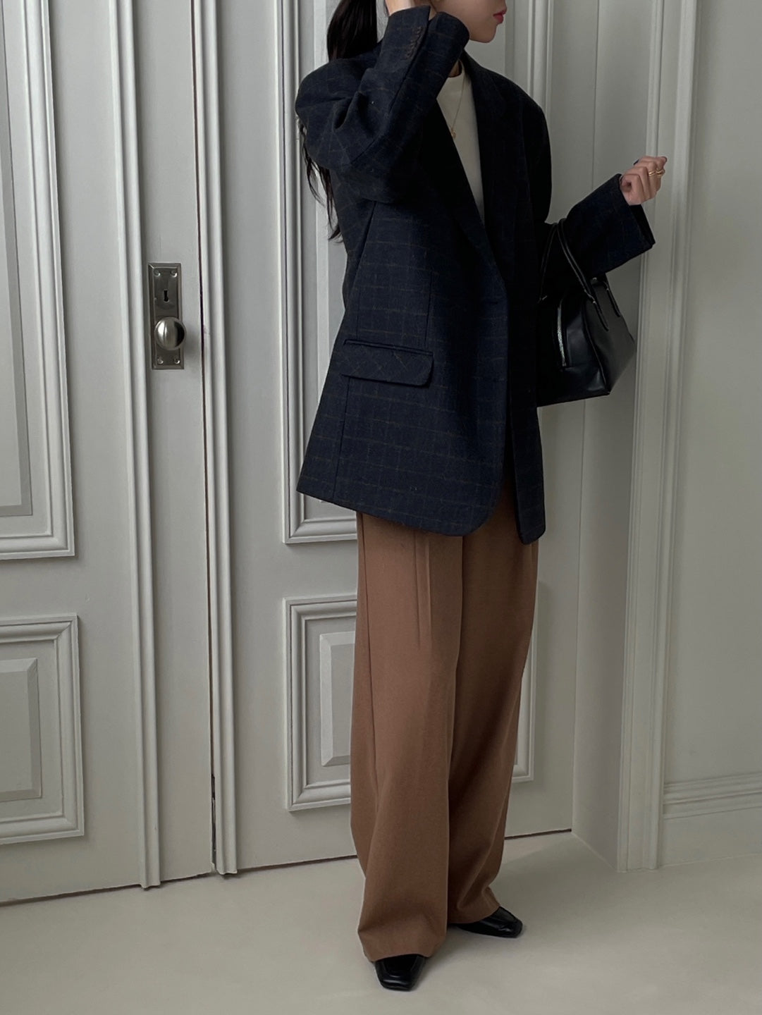 Wool Check Blazer - Navy Check