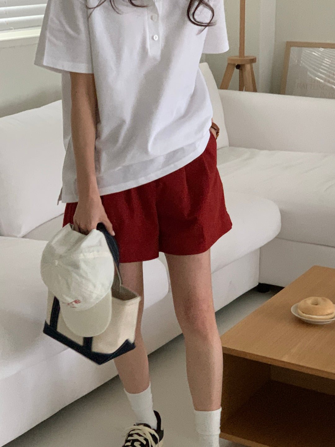 Dropped Neckline Pique Shirt