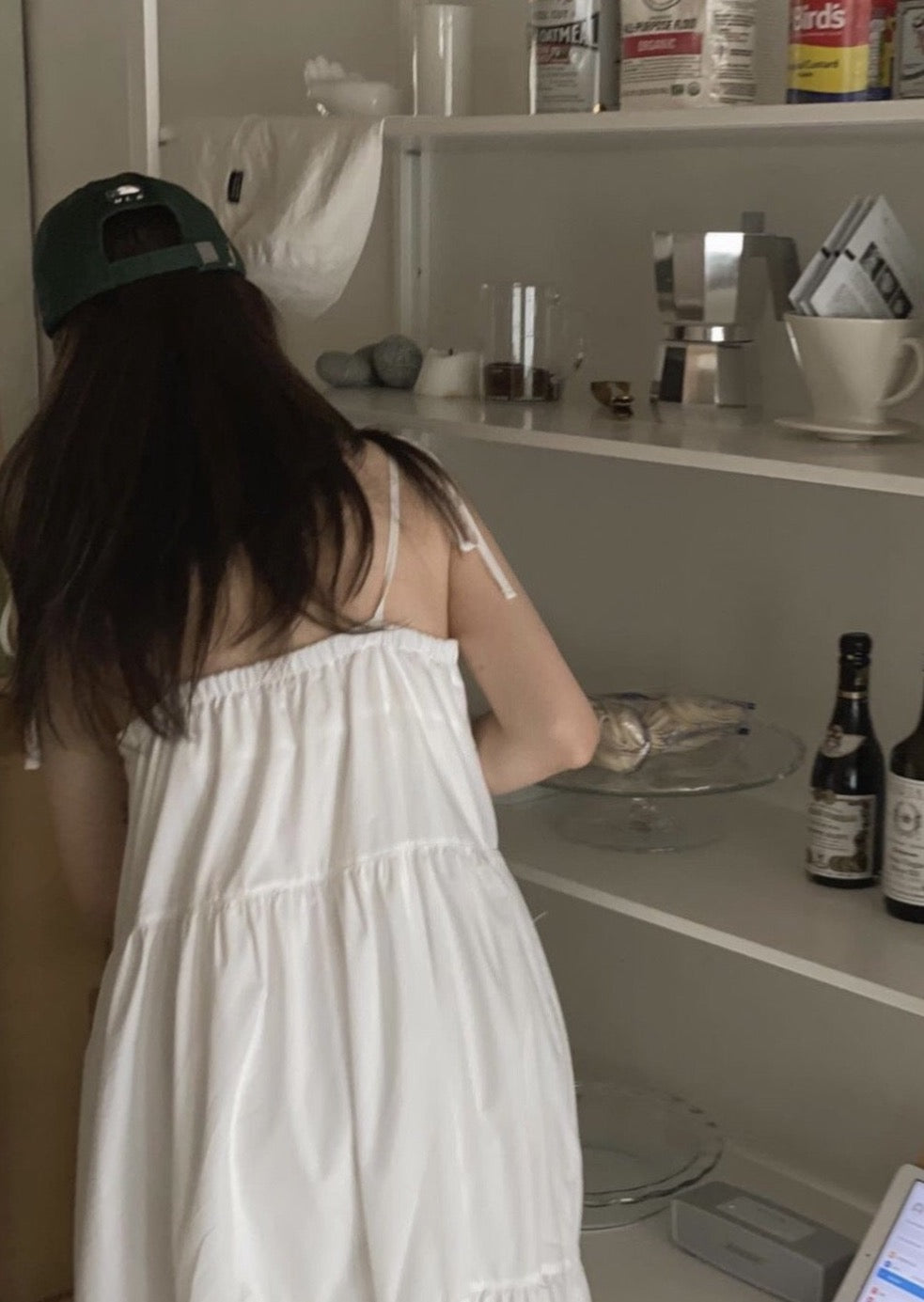 Annette Bow Tiered Dress - White + Sky Reorder in Schedule